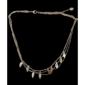 Claires Multilayer Leaf Charm Gold Tone Necklace